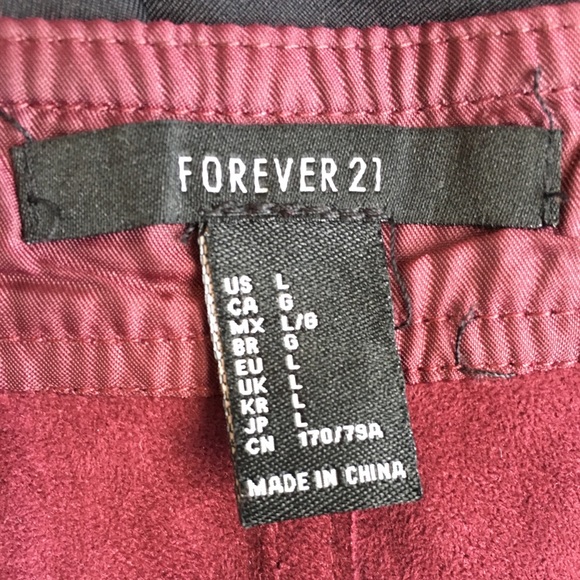 2/$12! F21 Maroon Suede Like Skirt Zipper Front - Picture 7 of 14